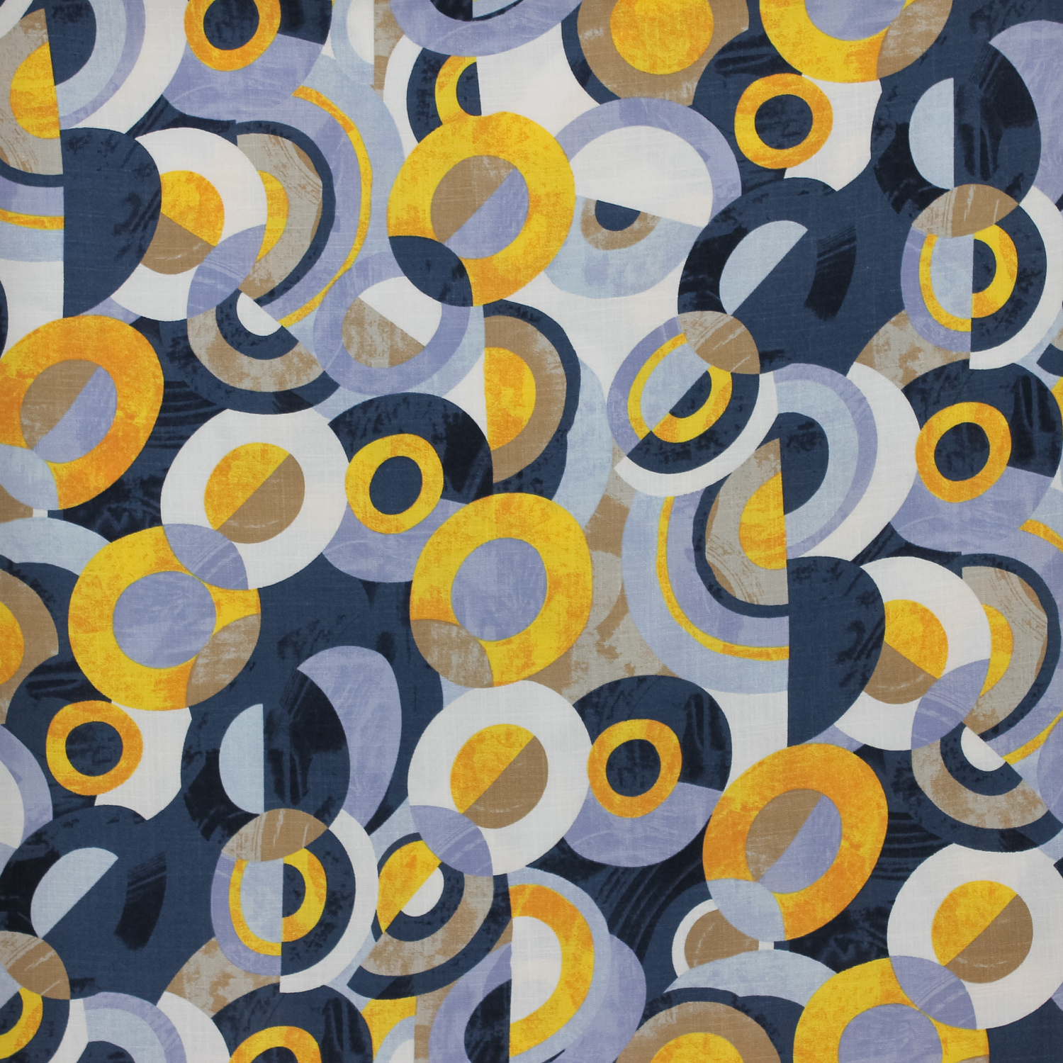 Rekbare viscose met geometrische print linnenlook