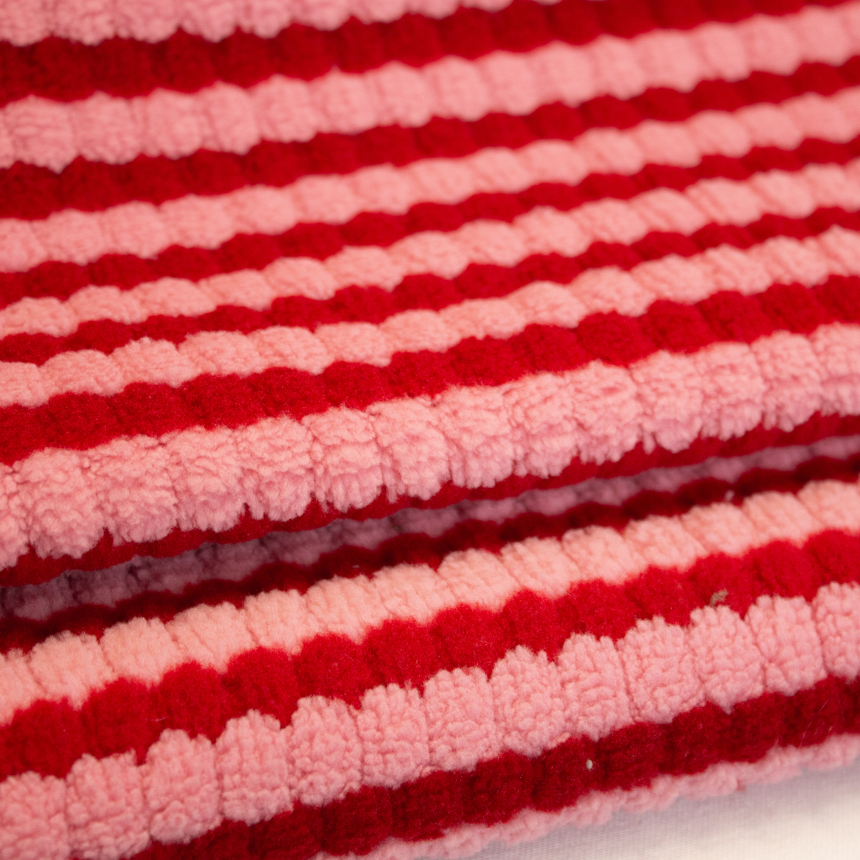 Gestreepte Breistof Stretch Rood- Roos