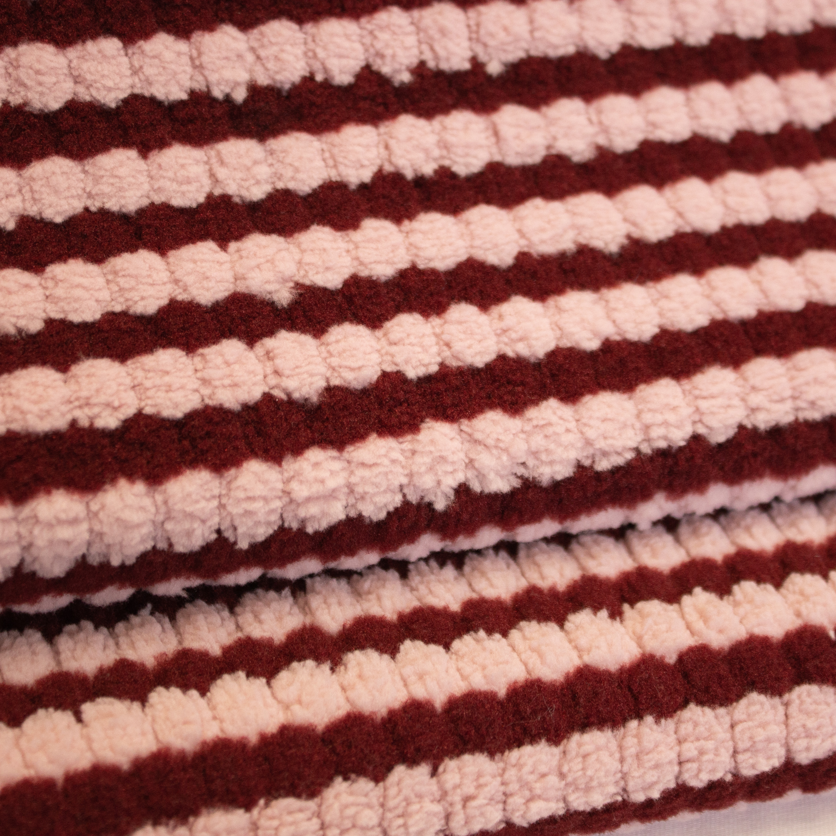Gestreepte Breistof Stretch Bordeaux- Roos