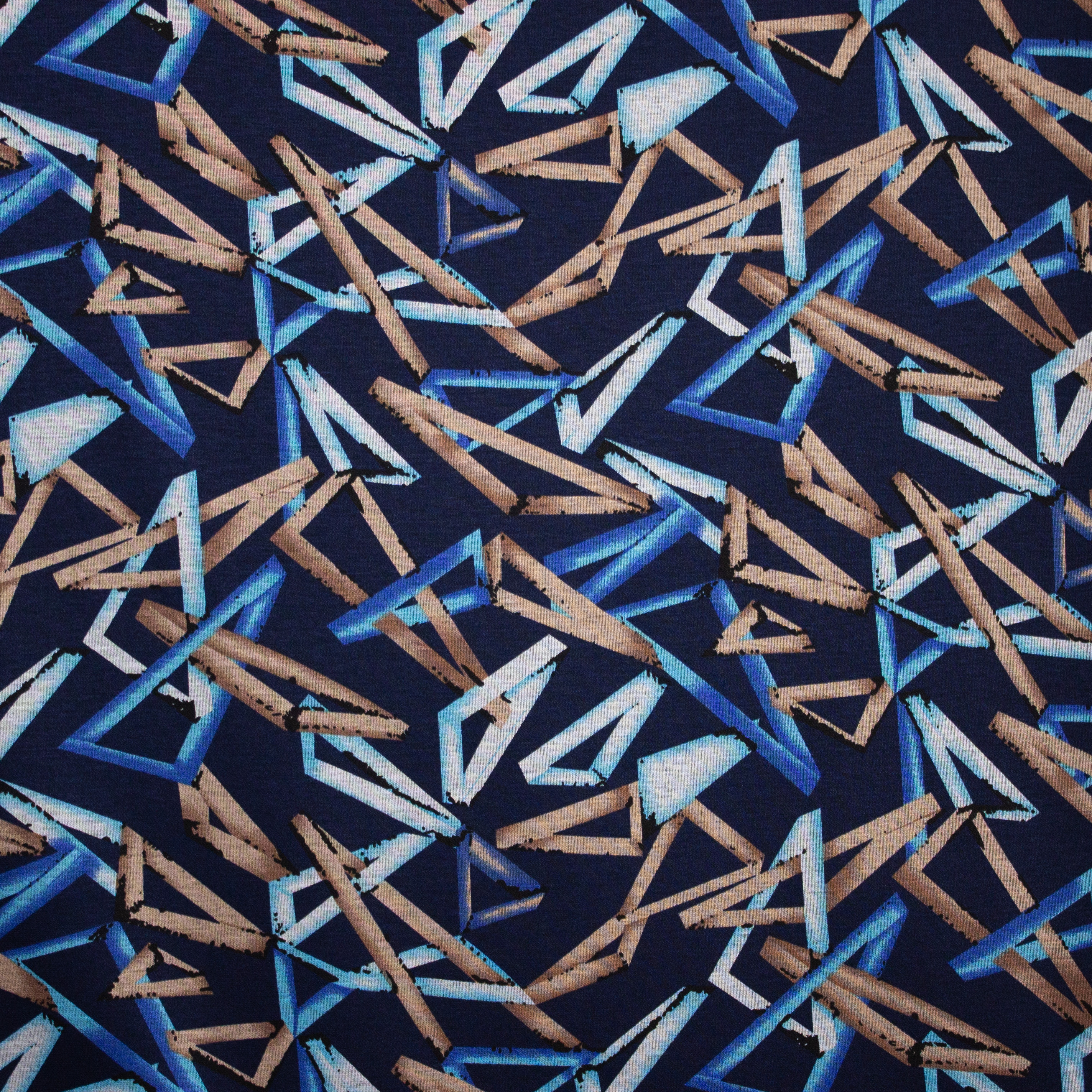 Donkerblauwe Polyester met Motief