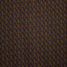 Zwarte viscose met blauw en bruin motiefje