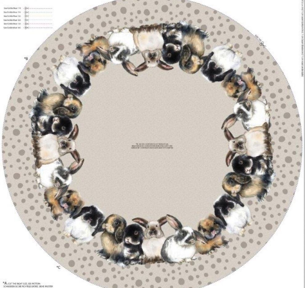 Paneel konijntjes voor cirkelrokje