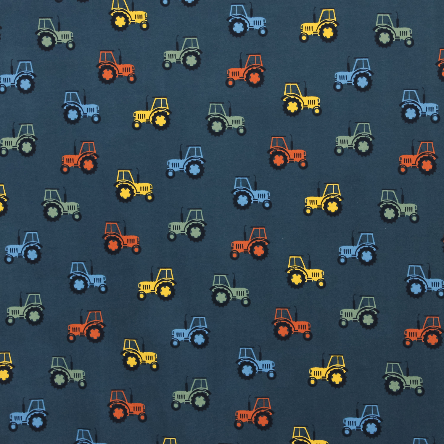 Tricot blauw met tractors - Poppy