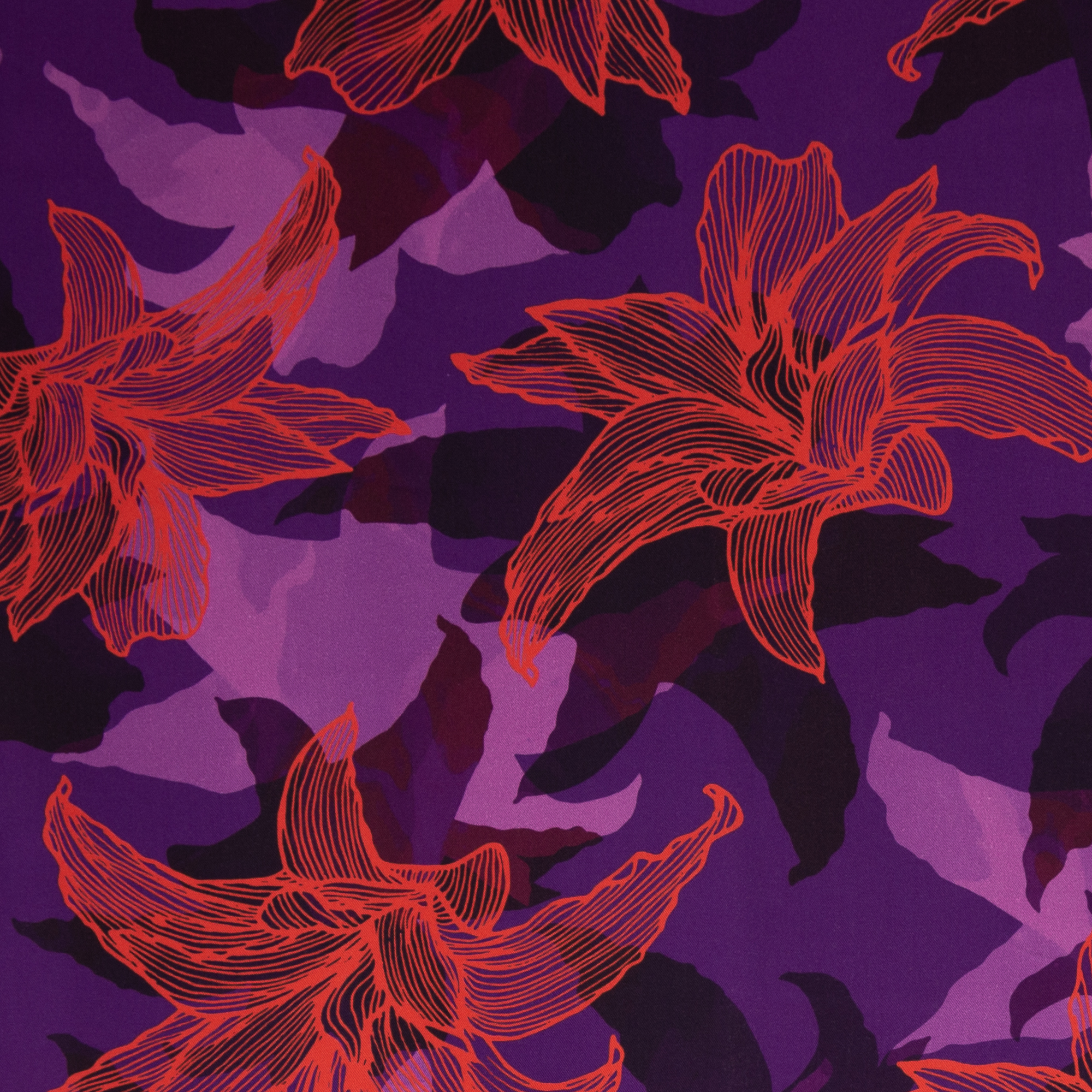 Viscose paars met rode flamingo bloemen anthurium