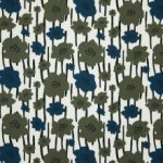 Witte Tricot met Groene en Blauwe Bloemen