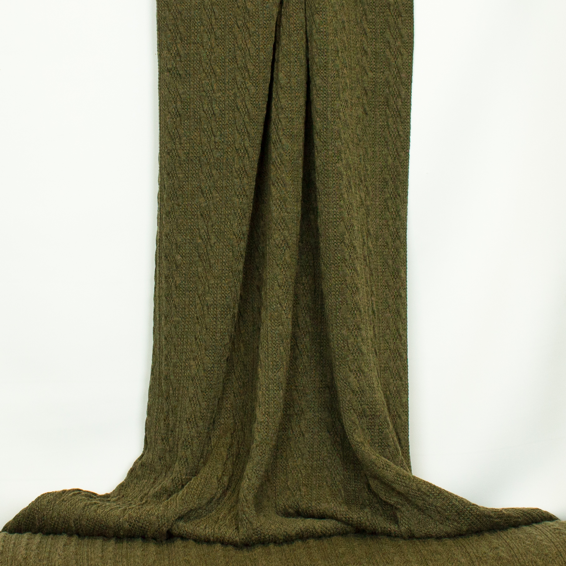 Kaki gebreide stof met kabelmotief