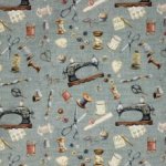 Blauwe Decostof met Naaiaccessoires