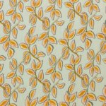 Lichtblauwe viscose linnen met bladeren