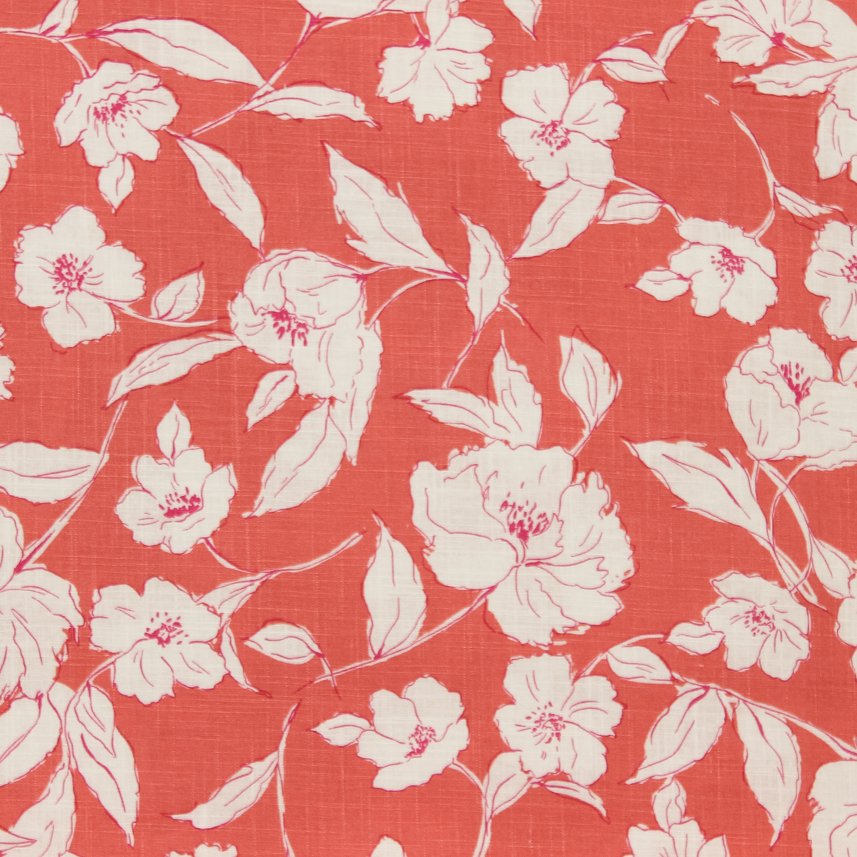 Rode viscose linnen met bloemen