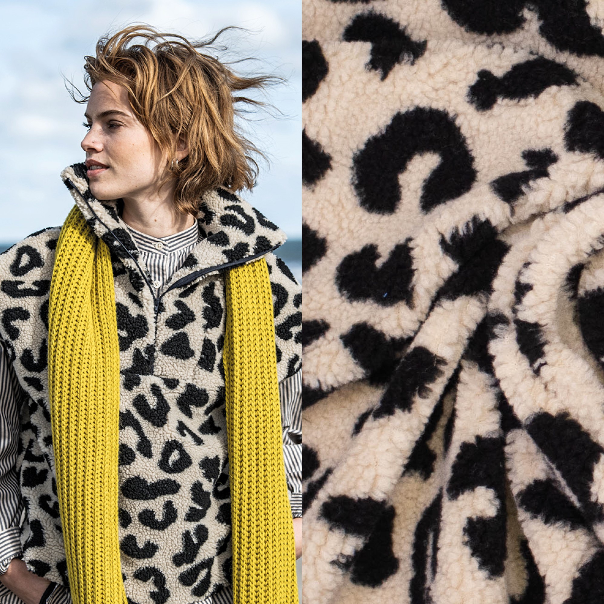Bruine teddy met panterprint van Fibre Mood