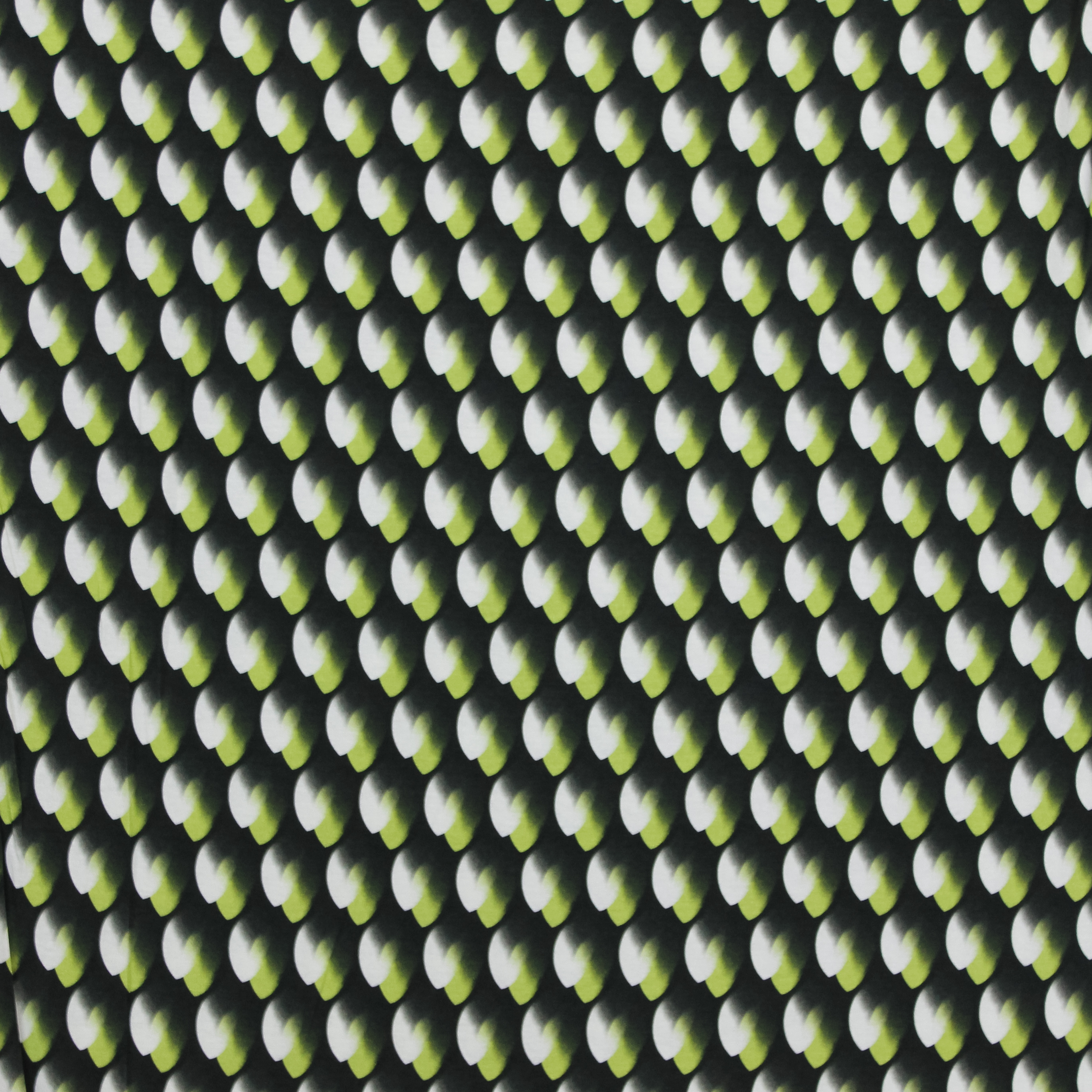 Zwarte Italiaanse viscose tricot met groen en wit motief