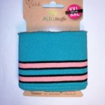 Petrol cuff (boordstof) met roze strepen van Hamburger Liebe