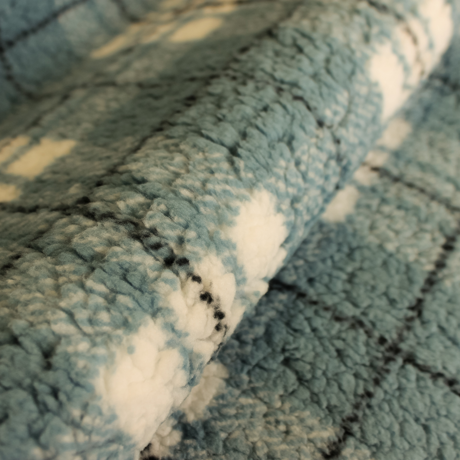 Mantelstof blauw met witte ruiten - Katia