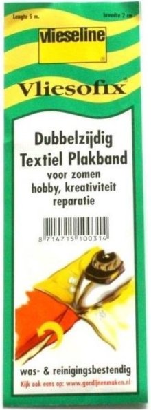 Vliesofix dubbelzijdig textiel plakband voor zwaardere stoffen - 2 cm x 5 m