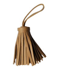 Kwastje in imitatieleder - beige - 6 cm