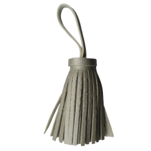 Kwastje in imitatieleder - zilver - 6 cm