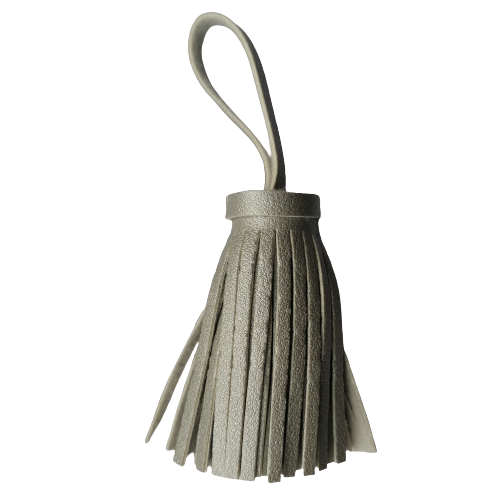 Kwastje in imitatieleder - zilver - 6 cm