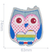 Opstrijkbare applicatie - uil - 7,4 x 6,3 cm