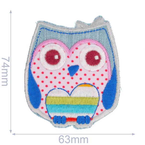 Opstrijkbare applicatie - uil - 7,4 x 6,3 cm