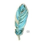 Applicatie - veer blauw & zilver - 7 x 2 cm