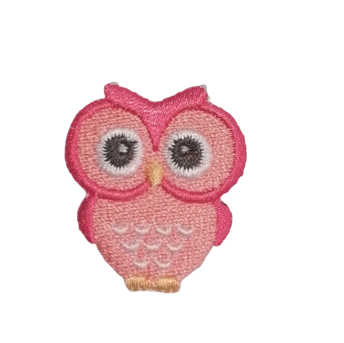 Applicatie - roze uil - 3,5 x 3 cm