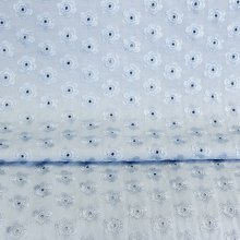 Blauwe viscose bloemetjes broderie