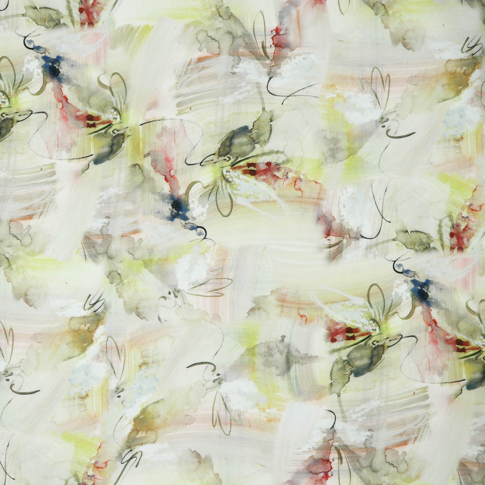Groene viscose met aquarel van Poppy
