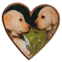 Hartvormige applicatie met honden - 9 x 9 cm