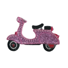 Applicatie - scooter / brommer / Vespa in roze glitter - 4 x 6 cm