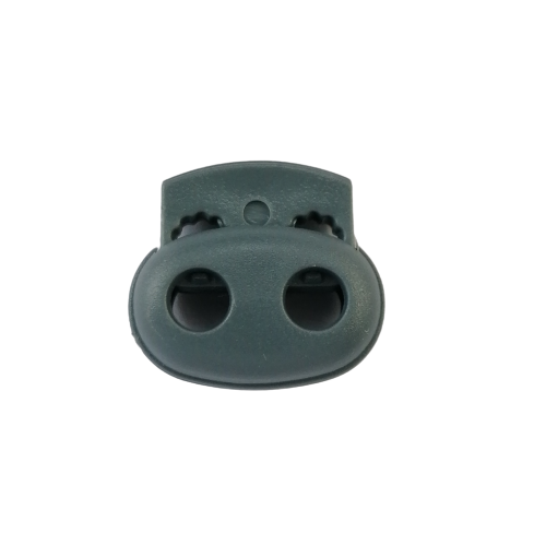 Koordstopper plastic 2 gaten - ovaal 18 mm - grijs