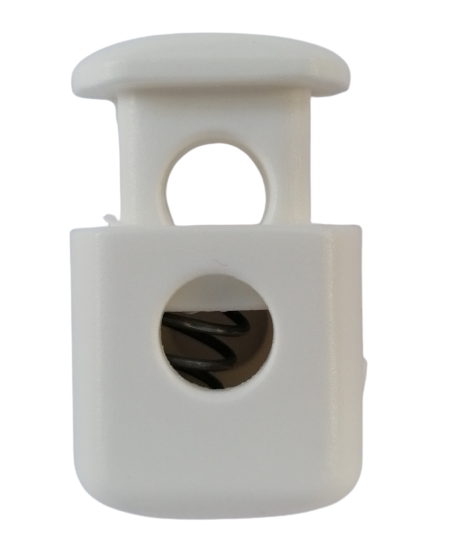 Koordstopper plastic - grote blok 38 mm - wit