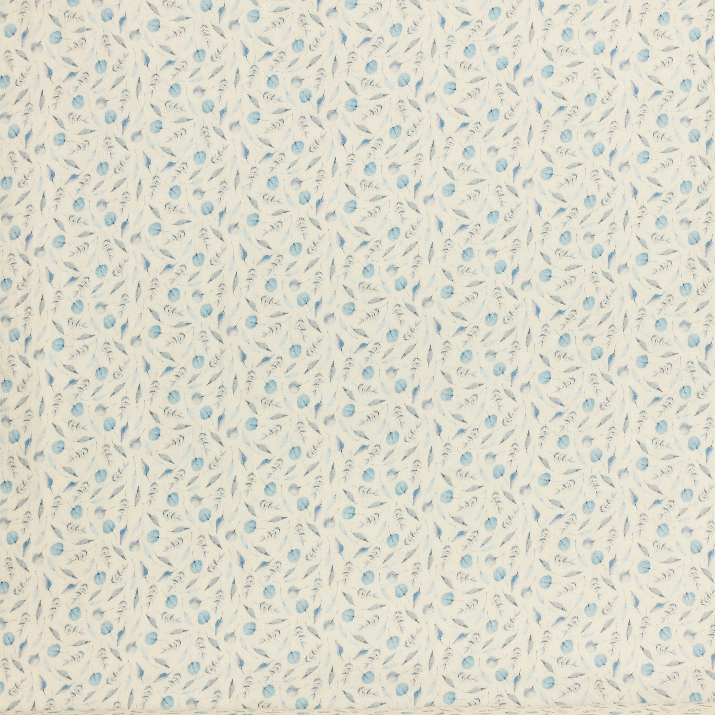 Witte tetra katoen met blauwe blaadjes