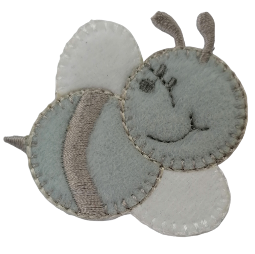 Applicatie - baby grijs bijtje - 5,5 x 5,5 cm