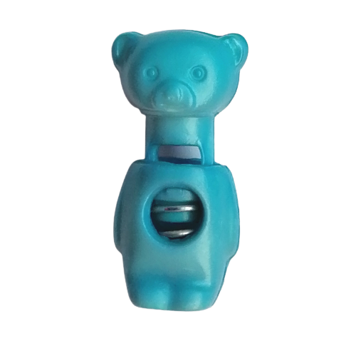 Koordstopper plastic beertje 28 mm - turquoise