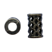 Koord einde metaal 17 mm - gevlochten cilinder brons (opening 6 mm)