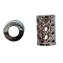 Koord einde metaal 17 mm - gevlochten cilinder goud (opening 6 mm)
