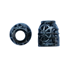 Koord einde metaal 14 mm - gevlochten kegel gunmetal / zwart zilver (opening 5 mm)