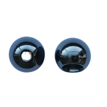 Koord einde metaal 12 mm - bol gunmetal / zwart zilver (opening 3 mm)