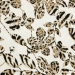 Witte viscose tricot met bloemen met luipaardvlekken - My Image