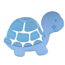 Applicatie - grote blauw / witte schildpad - 11 x 15 cm