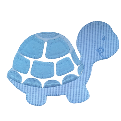 Applicatie - grote blauw / witte schildpad - 11 x 15 cm