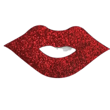 Opstrijkbare applicatie - rode glitter mond / lippen - 6 x 3 cm