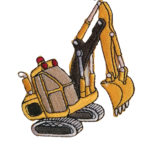 Applicatie - gele graafmachine - 9 x 7.5 cm