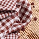 Vichy geruite katoen gebroken wit-roest van Atelier Brunette