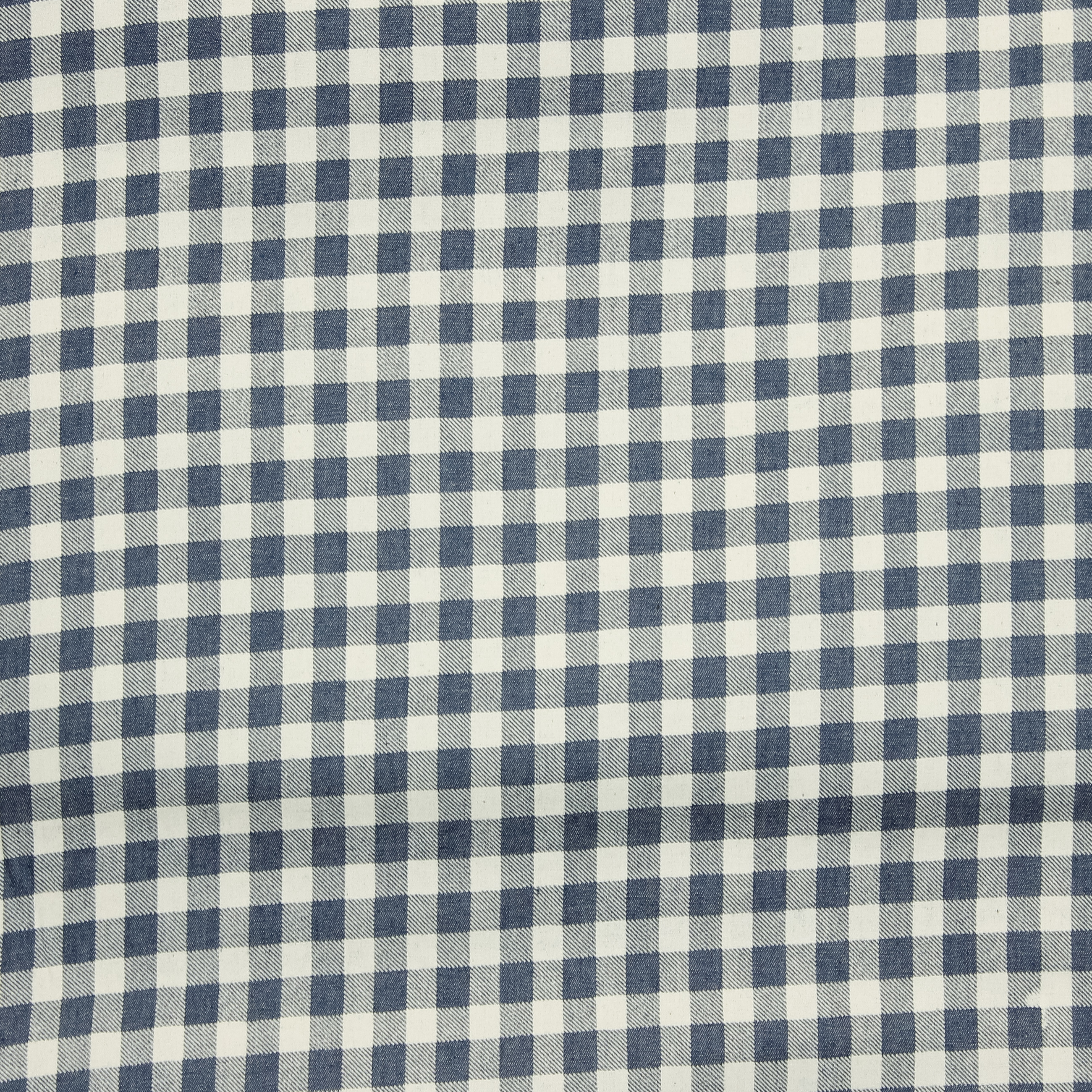 Sky blue denim katoen grote ruitjes 1.2cm²