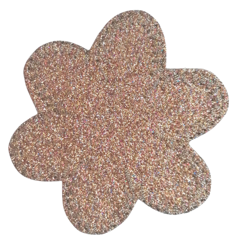 Applicatie - rosé gouden glitter bloem - 7,8 cm