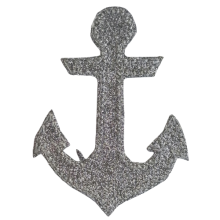 Applicatie - anker in zilveren glitter - 9,3 x 7 cm
