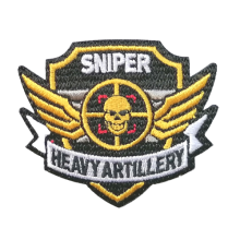 Applicatie - sniper heavy artillery, doodshoofd & wings - 6 x 5 cm