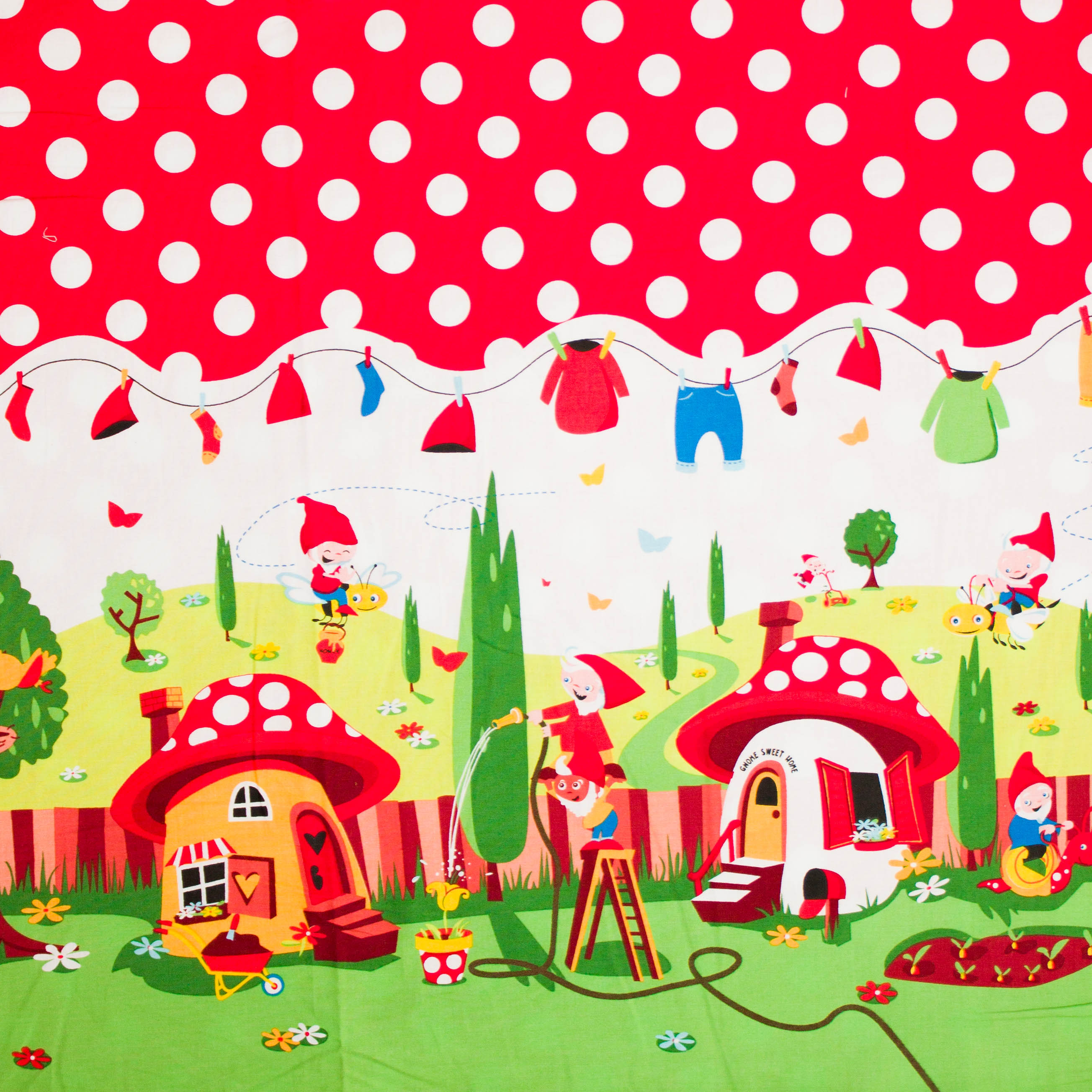 Katoen met kabouter tafereel 'Gnomeville'