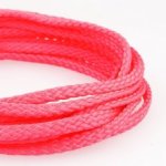 Fluo roze platte koord / veter - polyester 5 mm